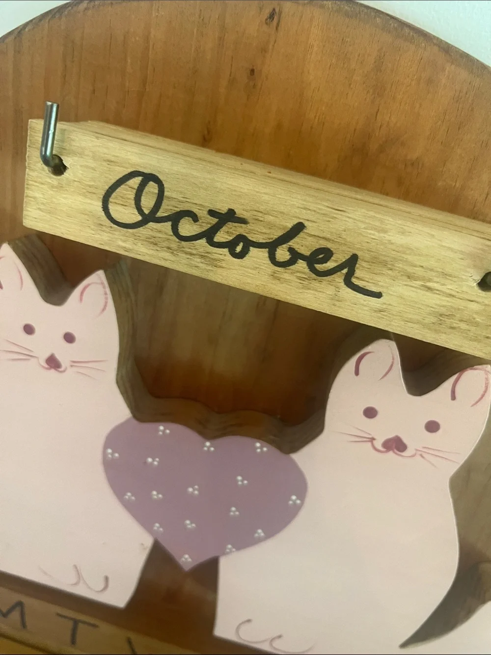 1980’s Vintage Wooden Cat Calendar Wall Hanging - WHAT A FIND!!! Exc condition
